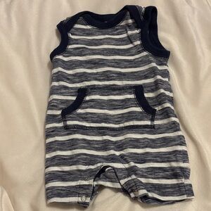 Old Navy Navy and White Striped Sleeveless Romper